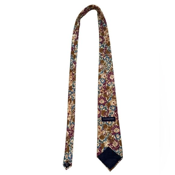 Claybrooke Men's Fall Floral 100% All Silk Tie - Picture 5 of 7